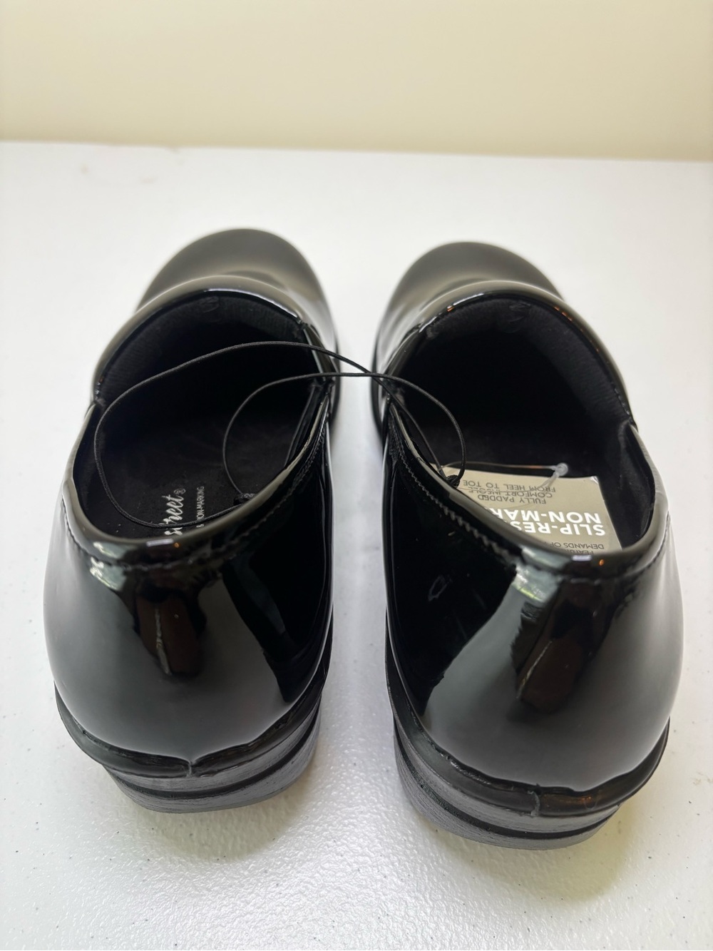 Easy Street Black Patent Slip-On Work Clogs Ankle Loafers - Picture 6 of 8